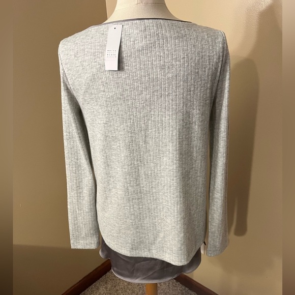 WHBM Heather Stone Textured Snit Twofer Shirt Sz S NWT - Picture 4 of 6